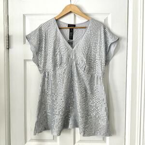 Lane Bryant Babydoll Sequin Blouse Y2K Sz 14/16